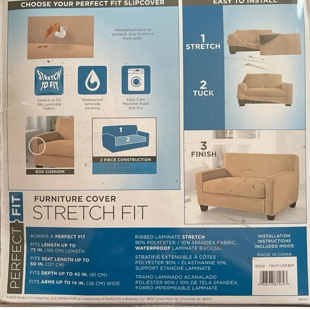 Perfect Fit Tan 2 Piece Love Seat Cover